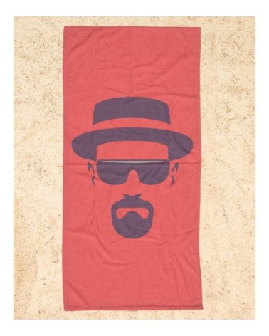 Serviette de plage en éponge-velours en rouge 90x180