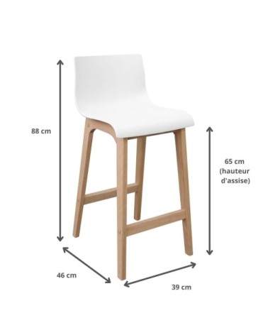Lot de tabourets de bar en chêne 65cm