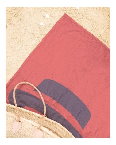 Serviette de plage en éponge-velours en rouge 90x180