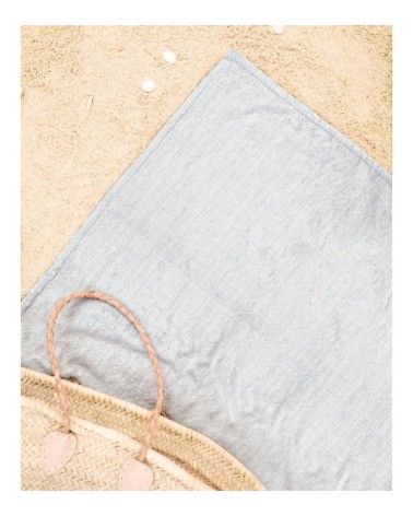 Serviette de plage en éponge-velours en blanc & noir 90x180