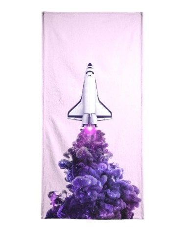 Serviette de plage en éponge-velours en rose & violet 90x180