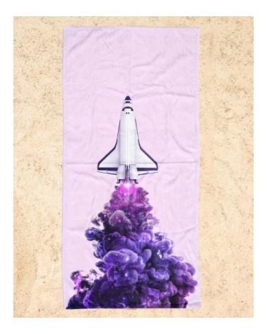 Serviette de plage en éponge-velours en rose & violet 90x180