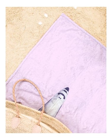 Serviette de plage en éponge-velours en rose & violet 90x180