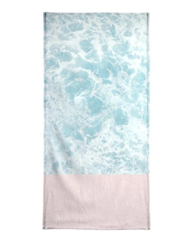 Serviette de plage en éponge-velours en bleu & rose 90x180
