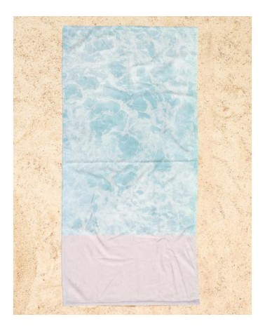 Serviette de plage en éponge-velours en bleu & rose 90x180
