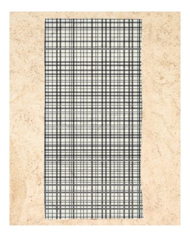 Serviette de plage en éponge-velours en blanc & noir 90x180