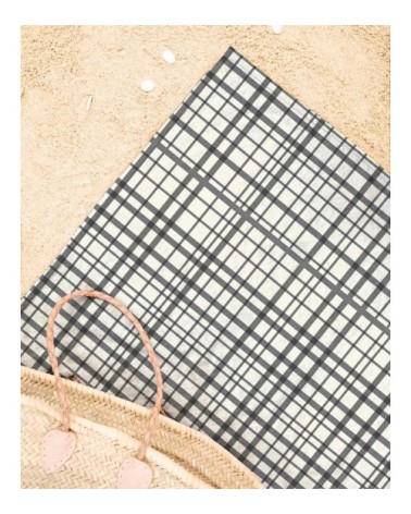 Serviette de plage en éponge-velours en blanc & noir 90x180