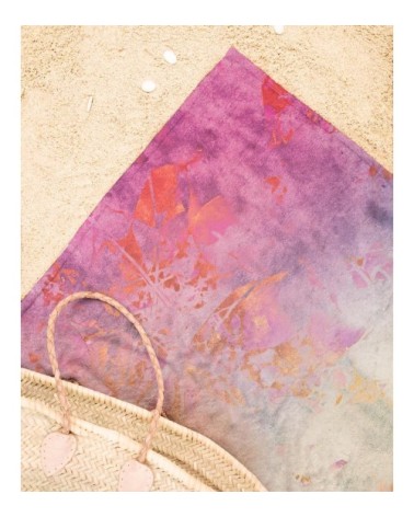 Serviette de plage en éponge-velours en rose 90x180