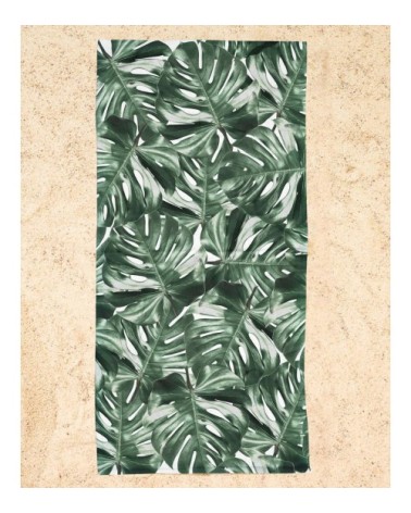 Serviette de plage en éponge-velours en vert 90x180