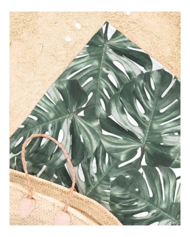 Serviette de plage en éponge-velours en vert 90x180