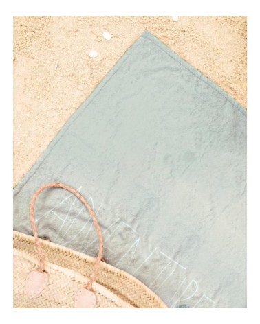 Serviette de plage en éponge-velours en blanc ivoire & bleu 90x180