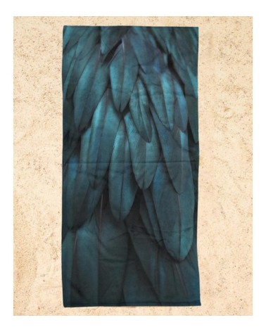 Serviette de plage en éponge-velours en noir & vert 90x180