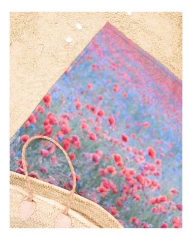 Serviette de plage en éponge-velours en rouge & vert 90x180