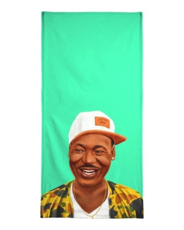 Serviette de plage en éponge-velours en marron & vert 90x180