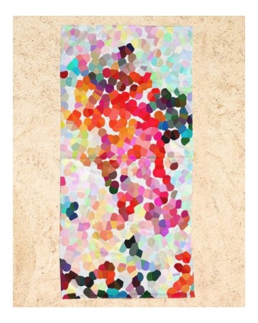 Serviette de plage en éponge-velours en bleu & gris 90x180