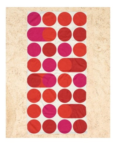 Serviette de plage en éponge-velours en blanc & rose 90x180