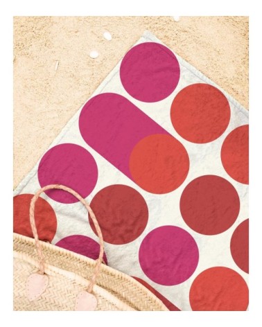 Serviette de plage en éponge-velours en blanc & rose 90x180