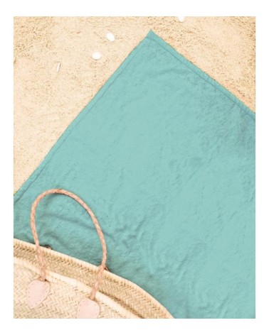 Serviette de plage en éponge-velours en bleu & noir 90x180