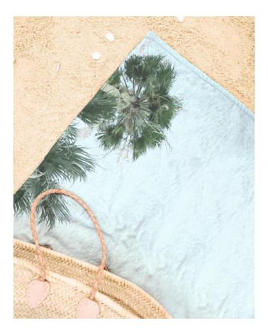 Serviette de plage en éponge-velours en bleu & noir 90x180