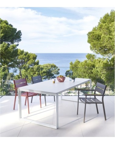 Table de jardin extensible en aluminium blanc 8/10 personnes