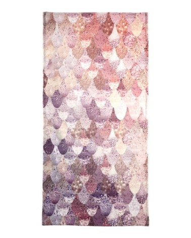 Serviette de plage en éponge-velours en gris & violet 90x180