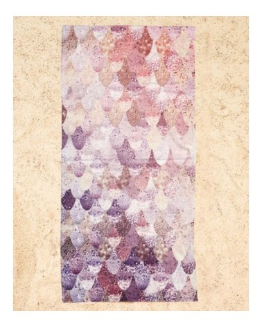 Serviette de plage en éponge-velours en gris & violet 90x180