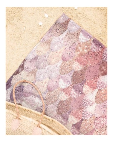 Serviette de plage en éponge-velours en gris & violet 90x180