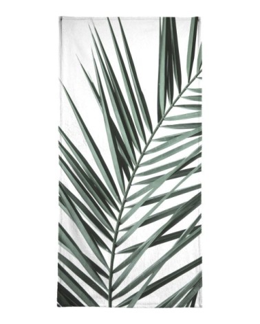 Serviette de plage en éponge-velours en blanc & vert 90x180