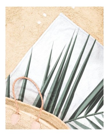 Serviette de plage en éponge-velours en blanc & vert 90x180