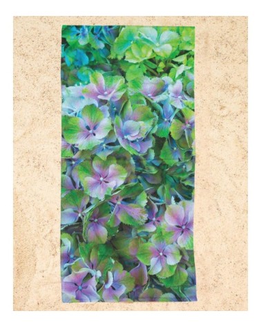 Serviette de plage en éponge-velours en bleu & vert 90x180