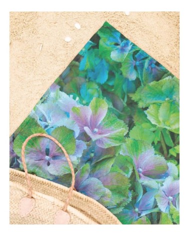 Serviette de plage en éponge-velours en bleu & vert 90x180