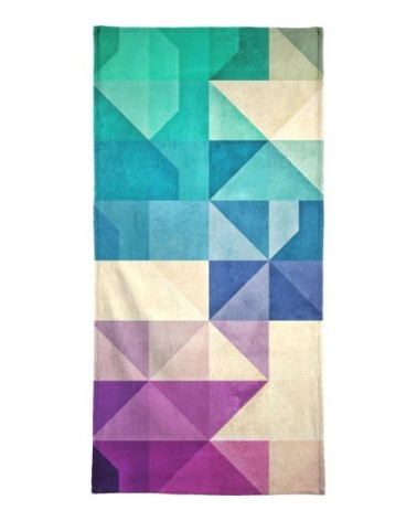 Serviette de plage en éponge-velours en bleu & turquoise 90x180