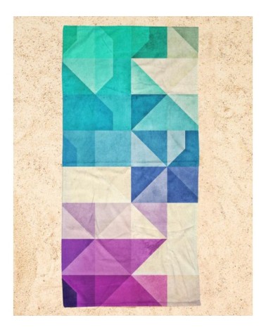 Serviette de plage en éponge-velours en bleu & turquoise 90x180