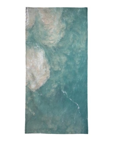 Serviette de plage en éponge-velours en bleu & turquoise 90x180