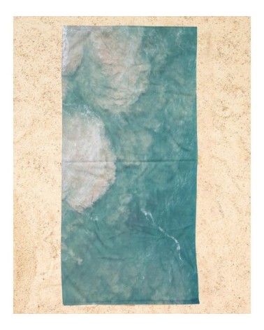 Serviette de plage en éponge-velours en bleu & turquoise 90x180
