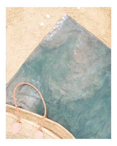 Serviette de plage en éponge-velours en bleu & turquoise 90x180