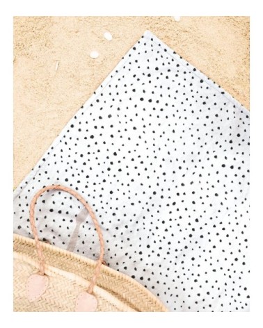 Serviette de plage en éponge-velours en blanc & bleu 90x180