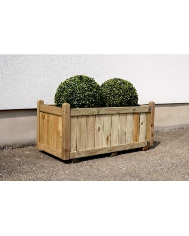 Bac à fleurs rectangle en bois de pin L92cm