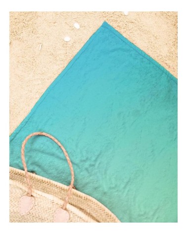Serviette de plage en éponge-velours en turquoise & vert 90x180