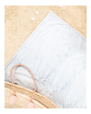 Serviette de plage en éponge-velours en blanc & bleu 90x180