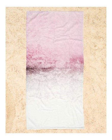 Serviette de plage en éponge-velours en gris & violet 90x180