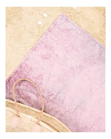 Serviette de plage en éponge-velours en gris & violet 90x180