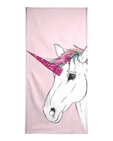 Serviette de plage en éponge-velours en blanc & multicolore 90x180