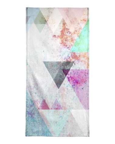 Serviette de plage en éponge-velours en blanc & rose 90x180