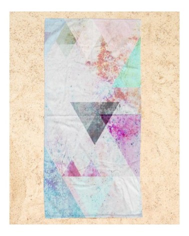 Serviette de plage en éponge-velours en blanc & rose 90x180