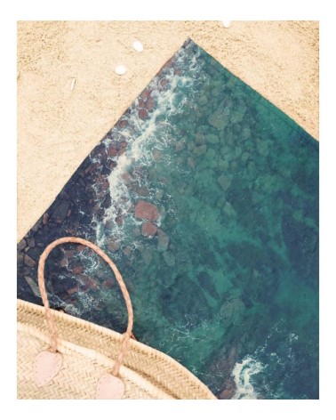 Serviette de plage en éponge-velours en bleu & marron 90x180