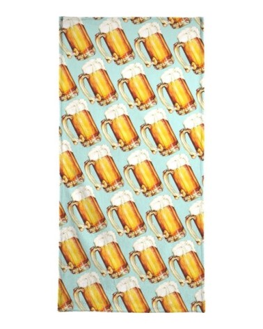 Serviette de plage en éponge-velours en blanc & jaune 90x180