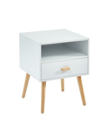 Table de chevet blanc 1 tiroir 40cm