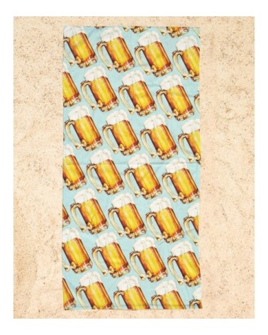 Serviette de plage en éponge-velours en blanc & jaune 90x180