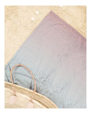 Serviette de plage en éponge-velours en blanc & rose 90x180